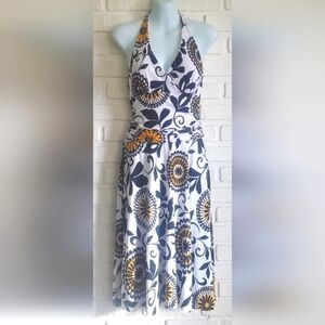 NWT Sears Jessica Short Halter Swing A-line Floral White Dress Sexy Size 8